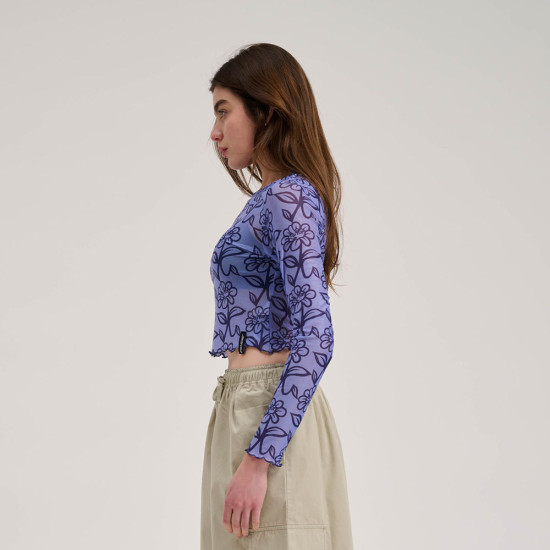 Santa Cruz Γυναικεία μακρυμάνικη μπλούζα Delfino Flower Mesh Crop LS Top